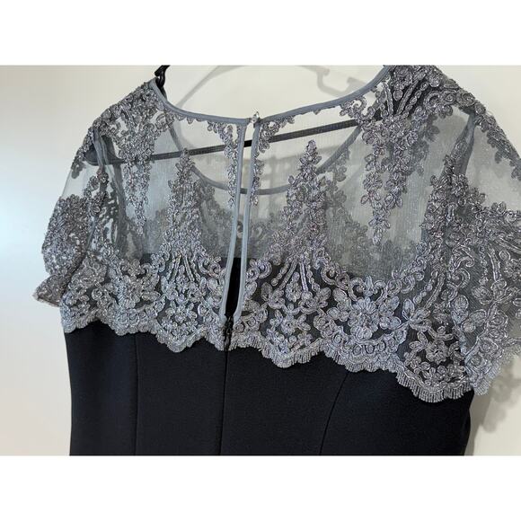 Elegant Black & Silver Lace Gown,Mother of the Bride | Full Formal Dress Size 14 - Picture 3 of 9